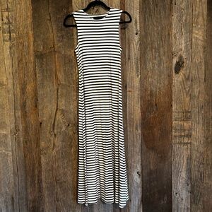 Hatch Maternity Striped Black and White Jersey Maxi Dress 0